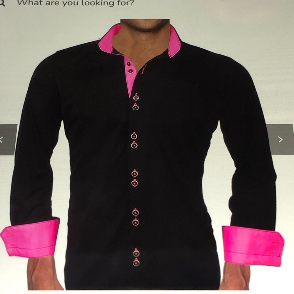 Anton Alexander Neon Collection Men’s Black Dress Shirt with Pink Accents